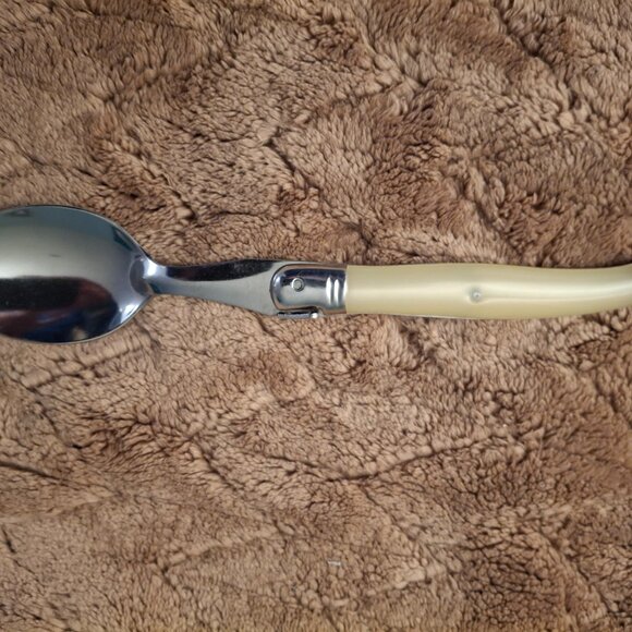 6 Jean Dubost LAGUIOLE IVORY France 8 3/8" Soup Spoons - Picture 12 of 15